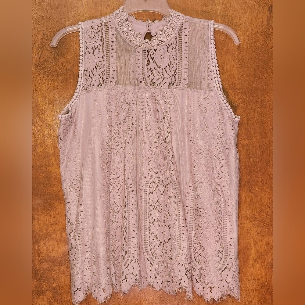 Luna Rae Mauve Chic Lace Sleeveless Blouse - SZL